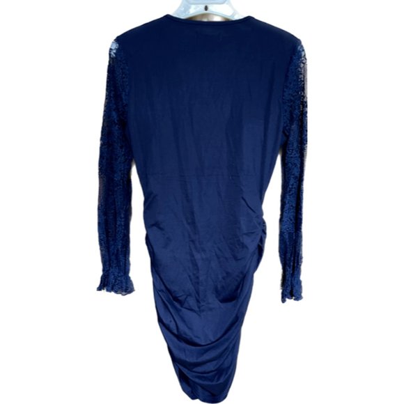 lashbair Women's Lace Long Sleeve Dress V-Neck Tight Folds Cocktail Dress MEDIUM - Picture 5 of 6